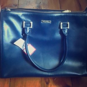 BRAND NEW BLUE LEATHER BROOKS BROTHERS TOTE